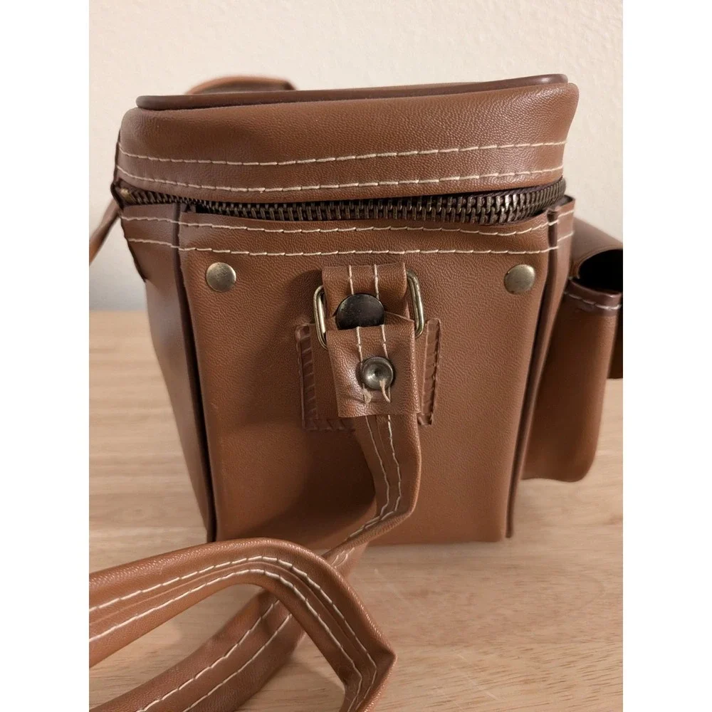 Leather Style Camera Bag -  With Strap - Brown  Minimal